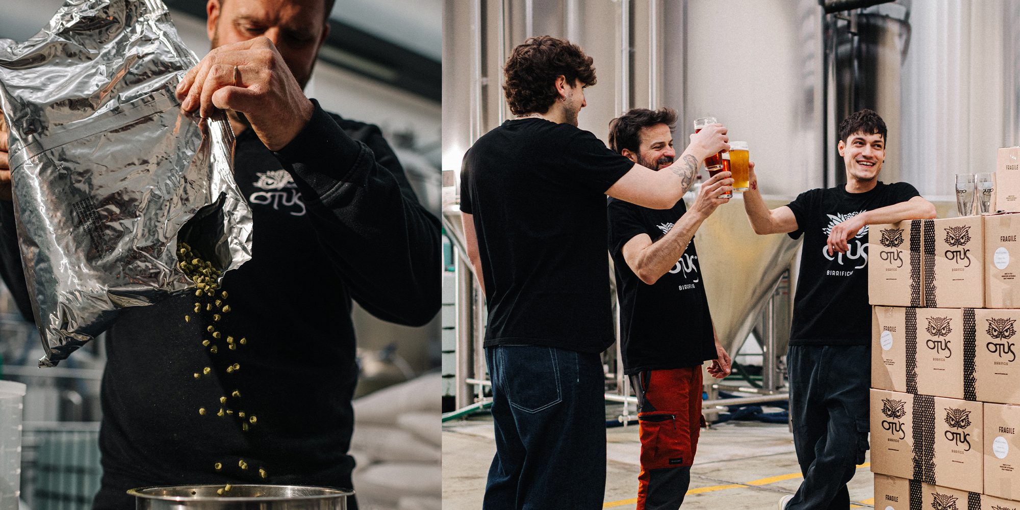 Birra artigianale Otus Os7 servita in un bicchiere con il logo del birrificio
