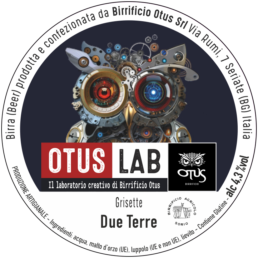 Bollo di Grisette, una birra Otus Lab con un gufo 'inventore' composto da meccanismi di orologio